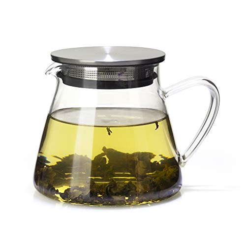 ForLife Glass Teapot, Heat-Resistant, 532ml Capacity, Holds 3 Cups, Includes Tea Strainer Lid, Easy One-Hand Pour, Microwave and Dishwasher Safe, Not
