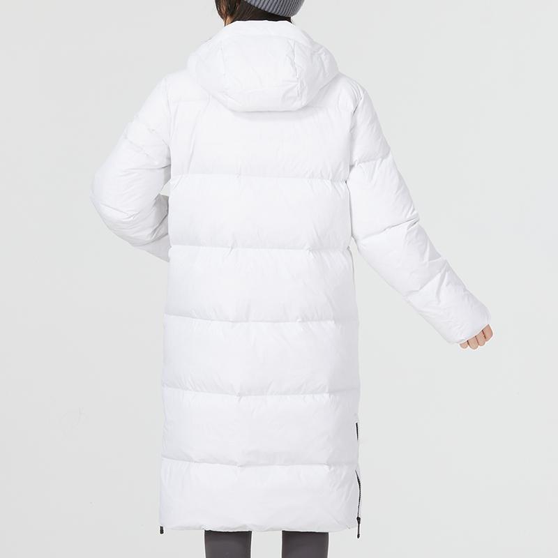 Under Armour Down Puffer Parka Solid Logo Print Sports Casual Long Down Jacket Women Outerwear White 1375454-100