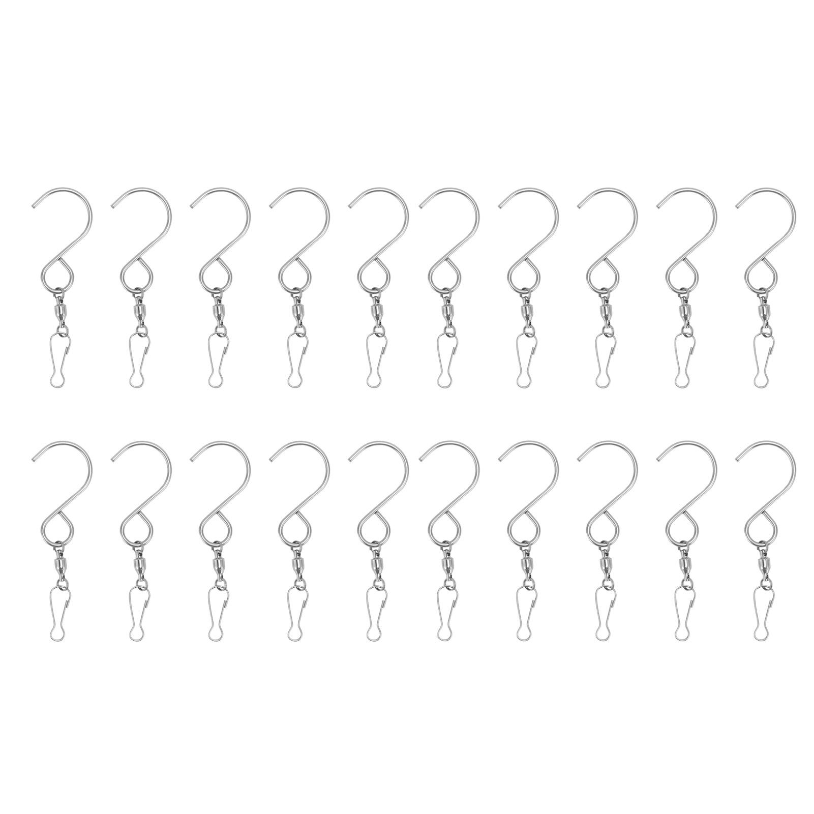 

20 шт., ветровые спиннеры с крючками, вращение на 360 градусов, нержавеющая сталь 304, двойной зажим, ветровые спиннеры, висят Silver