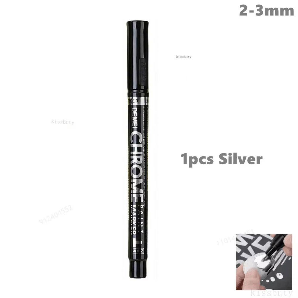 1-5Pcs Chrome Paint Marker Reflective Fluid Mirror Paint Pen 2mm Silvery Ink For DIY Car Styling Model Metal Wood Plastic Stone Touchup Paint2