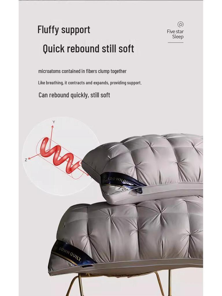 Luxury Durable Hotel Pillow: Neck Support, Non-Collapsing, Washable Feather Velvet