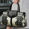 Luxury 2026 Crocodile Cowhide Women'S High Quality Leather Bag Large Capacity Female One Shoulder Handbag Boston Pillow Bag