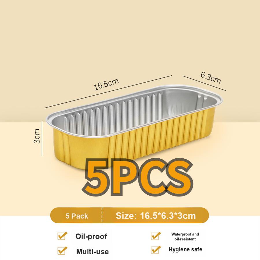 

50 pcs Air Fryer Foil Disposable Paper Baking Tray for Oven BBQ Baking Aluminum Foil Pan Long Rectangle Foil Dish 16.5*6.3*3cm