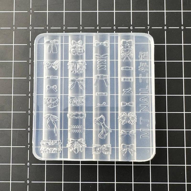 Bowknot 3D Silicone Nail Mold Sweet Flower Heart Lace Transparent Nails Templates Diy Nail Art Decor Manicure Design Tool