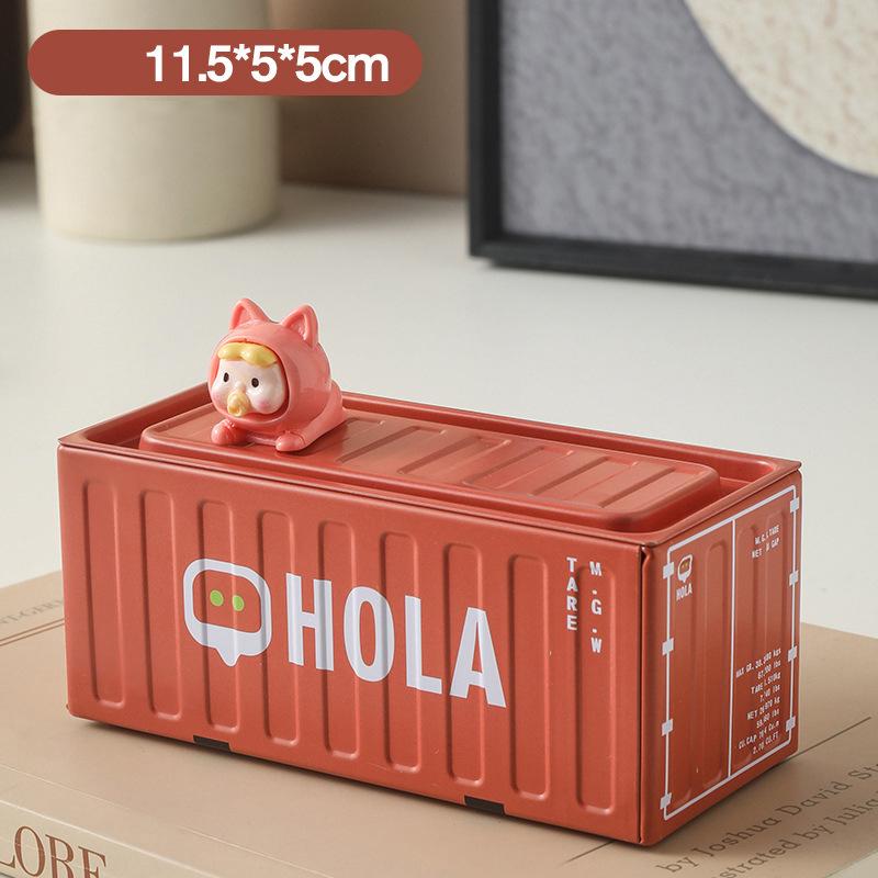 1pc Container Desktop Storage Box Stackable With Cover Coin Small Items Box Scene Figurine Living Room Bedroom Office Organizer