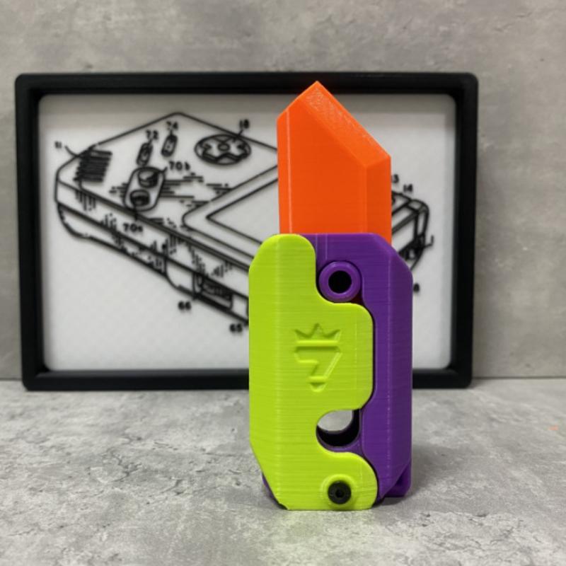 High-Quality 3D Printing Gravity Jump Small Radish Knife Mini Model Student Prize Pendant Decompression Toy Gift for Boys