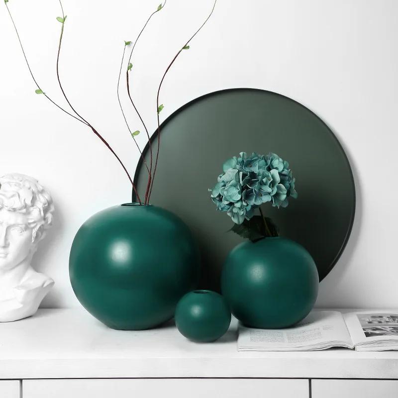 Nordic Spherical Ceramic Vase Creative Home Decoration Flower Arrangement Ornaments Round Ceramic Vase Living Room Ornaments