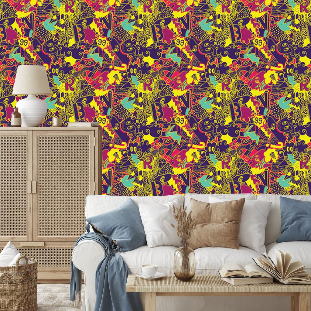 Youth Graffiti Wallpaper for Living Room and Bedroom 50x1000