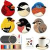 Kit per Coaster Fai-da-Te con Punch Needle, Confezione da 6 Coaster Pre-Stampati con Uccelli, Kit Iniziale per Principianti Adulti, Arte per Creare Coaster Tuftati a Mano  (2set)