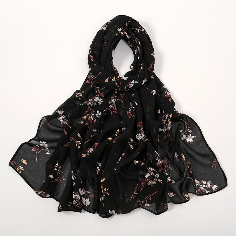 180*70cm Unique Women's Floral Scarves Lightweight Sheer Silky Feeling shawl Chiffon Flowers Printed Scarf