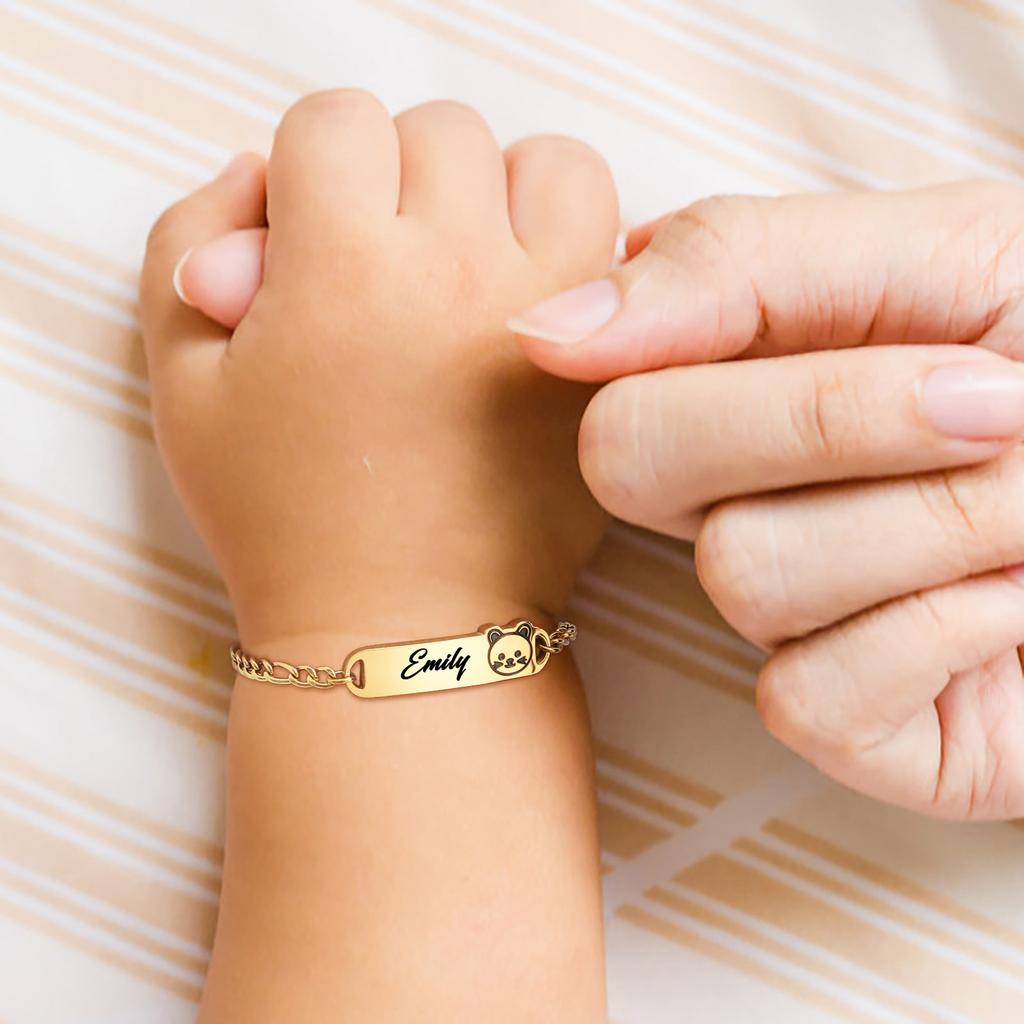 Pulseira de Identificação com Barra de Nome para Bebê Personalizada, Gravação Gratuita de Nome Personalizado, Presente de Aniversário para Recém-Nascidos a Crianças
