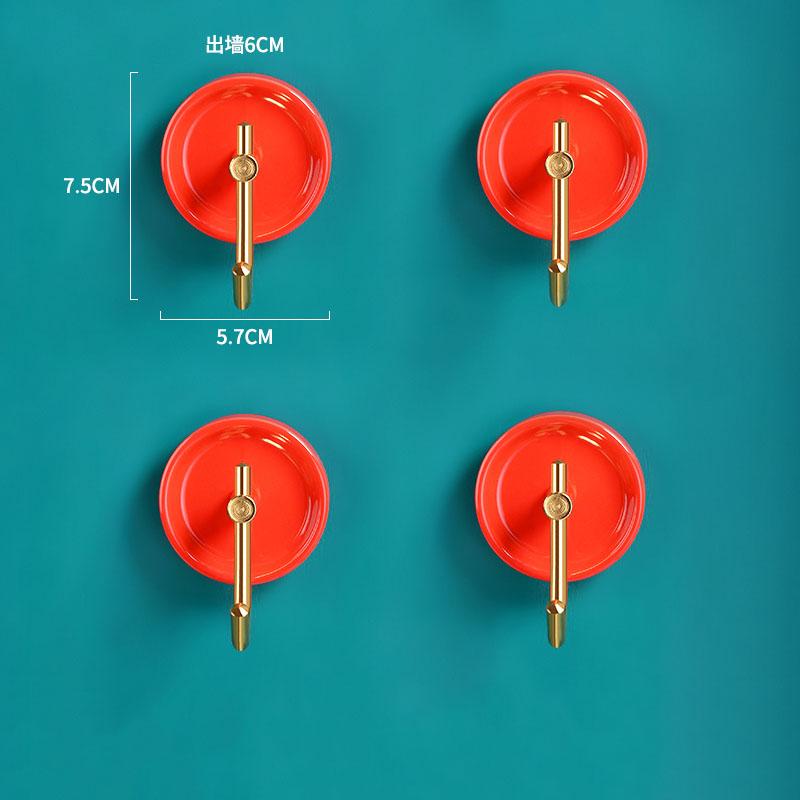 Nail-free Bathroom Hook Ceramic Color Towel Hook 4-piece Bedroom Living Room Coat Hook Single Hook Red/Black/White/Green