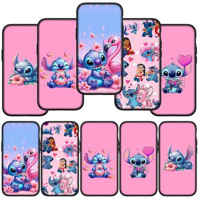 Phone Case for Samsung Galaxy S25 S24 S23 iPhone 16 15 Xiaomi Redmi Note 14 13 12 16E X 11 Pro Max OPPO Moto Huawei Blue Lilo Anime Stitch Pink Cover