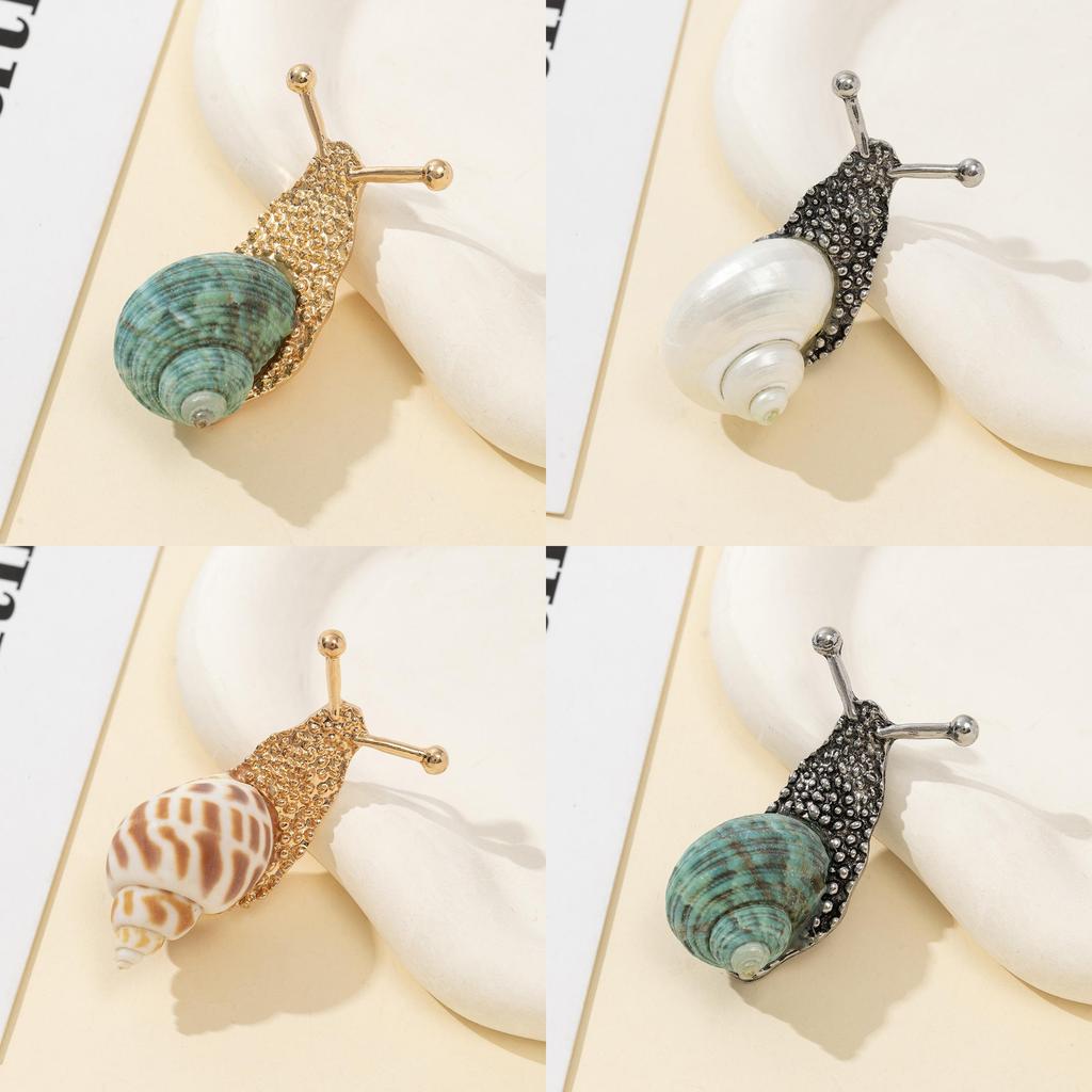 Shell Snail Brooch Pendant With Gold Plating For Vintage Jewelry Enthusiasts