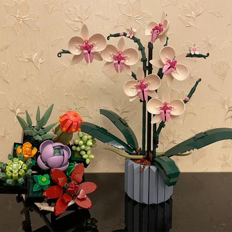 771PCS Immortal Flower Potted Ornaments Succulents  Model Building Blocks Brick 10309 Assemble Bricks Toy Kid Adult Holida