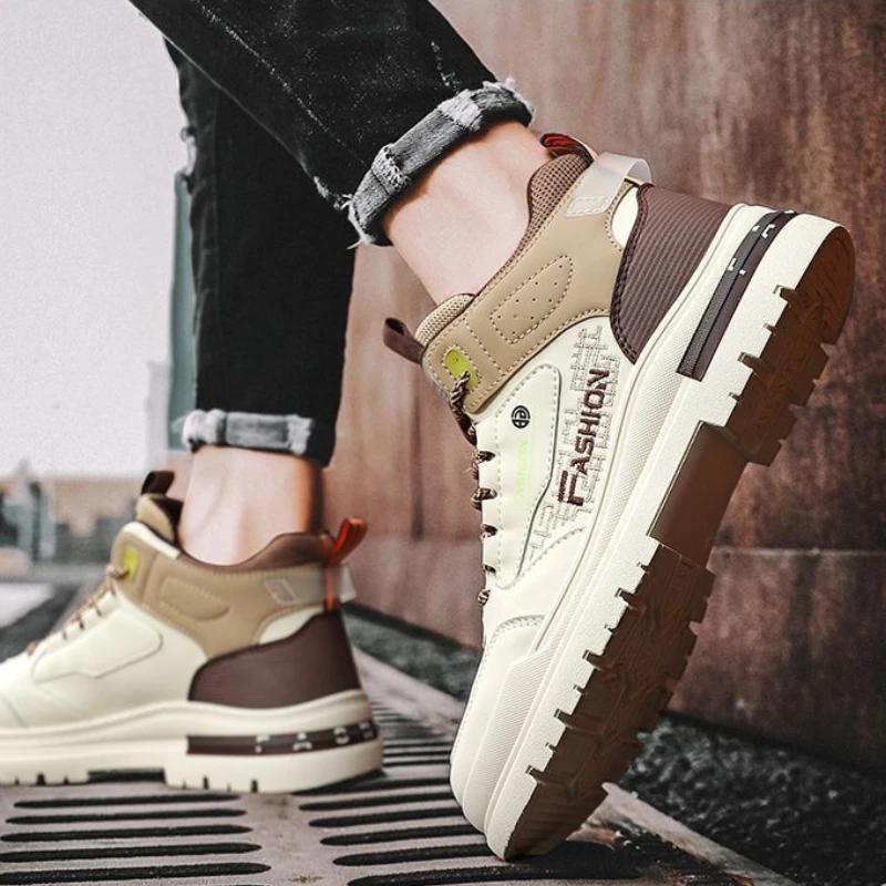 Men's Boots Autumn/winter Trend New Outdoor Sports Thick Soled Knight Boots High Top Thick Soled Anti Slip Snow Boots