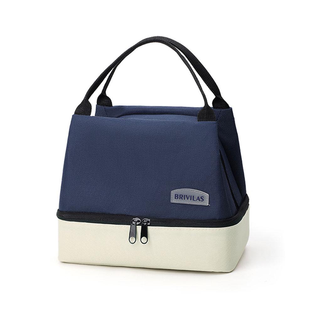 Fashion Color-blocked Double-layer Lunch Bag Fashion Dopamine  Bento Insulated Pack Portable Food Handheld Insulation Bag