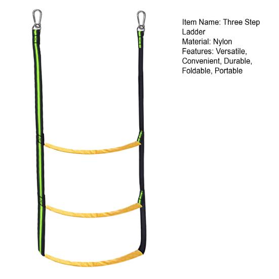 Three Step Ladder Foldable Reusable Nylon Boat Rope Ladder Strong Load-Bearing Ladder for Yachts Boats