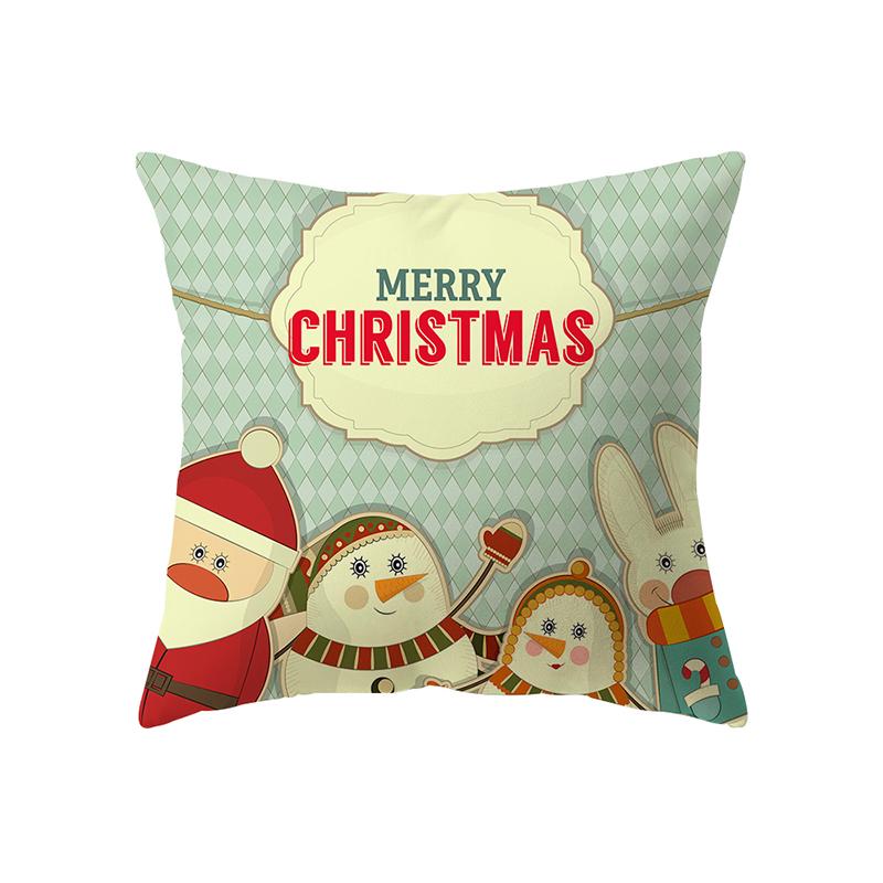 Merry Christmas Cute Santa Claus Print Pattern Cushion Cover Home Living Room Sofa Decoration Square Pillow Pillow Cover