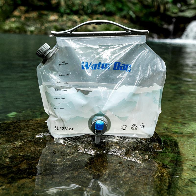 8L Camping Water Bag With Faucet Portable Water Container Folding Water Storage Carrier Jug outdoor Water Pouch For Camping