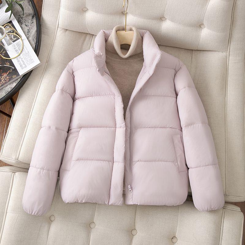 

Зимнее пуховое пальто для миниатюрных женщин 2025 года с толстым наполнителем и воротником-стойкой M (100-112 jin) розовый