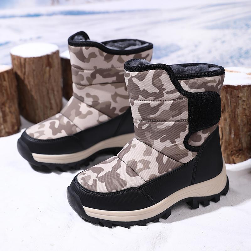 Winter Children's Fashionable Velvet Warm Casual High Top Cotton Shoes Ice Claw Snow Boots Mountain Climbing Cotton Boots 31-40