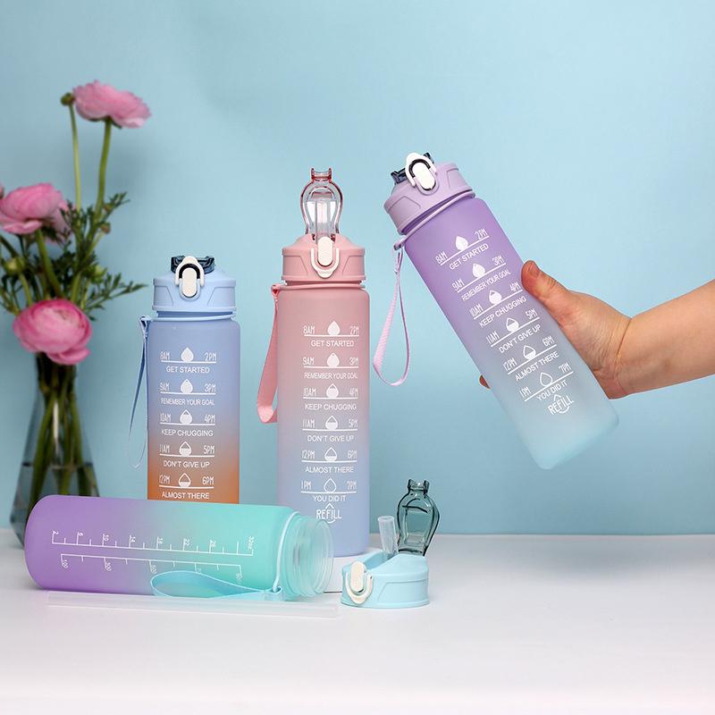 900ml Láhev na vodu Motivační sportovní láhev s časovou značkou Nepropustný pohár Fitness Bpa Free Přenosné nádobí na pití pro venkovní použití