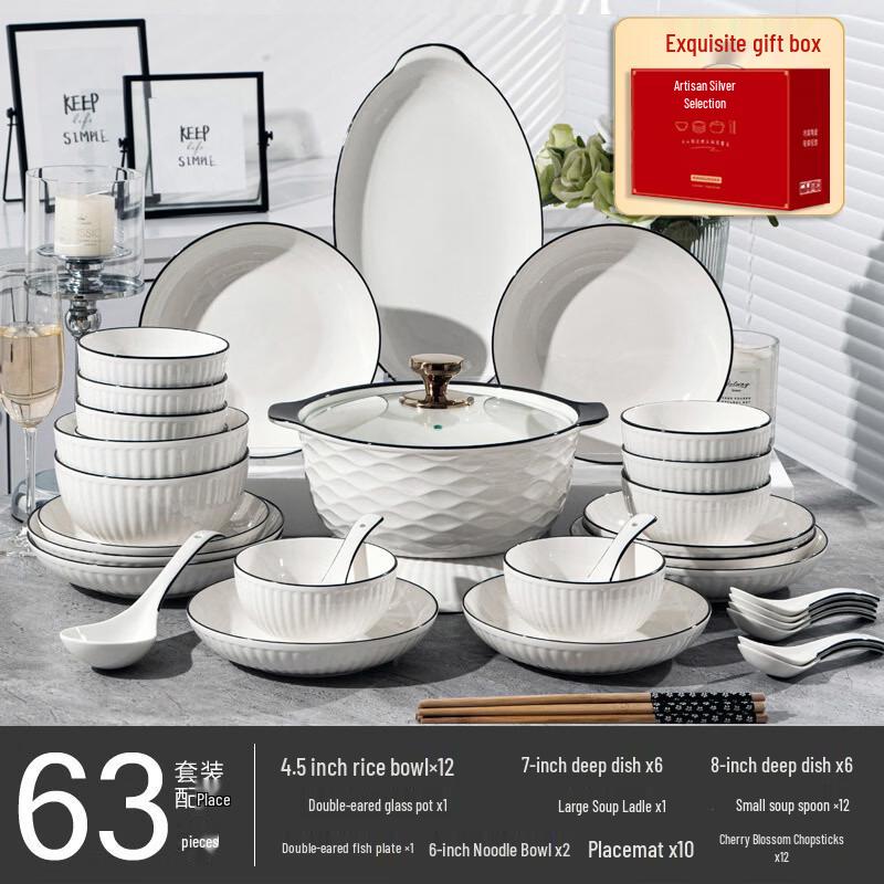 Ru Han 63-Piece European Ceramic Dinnerware Set