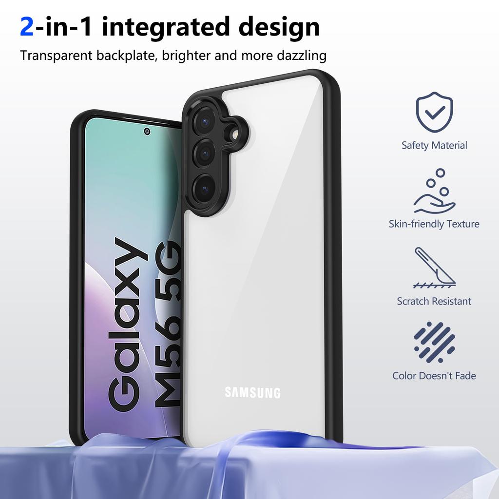 For Samsung Galaxy M56 5G Case Matte Skin Touch Clear PC + TPU Shockproof Phone Back Cover