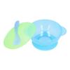 Toddler SelfFeeding Bowl Silicone Suction Bowls Plastic Baby Food Bowl with Lid Spoon(Green )