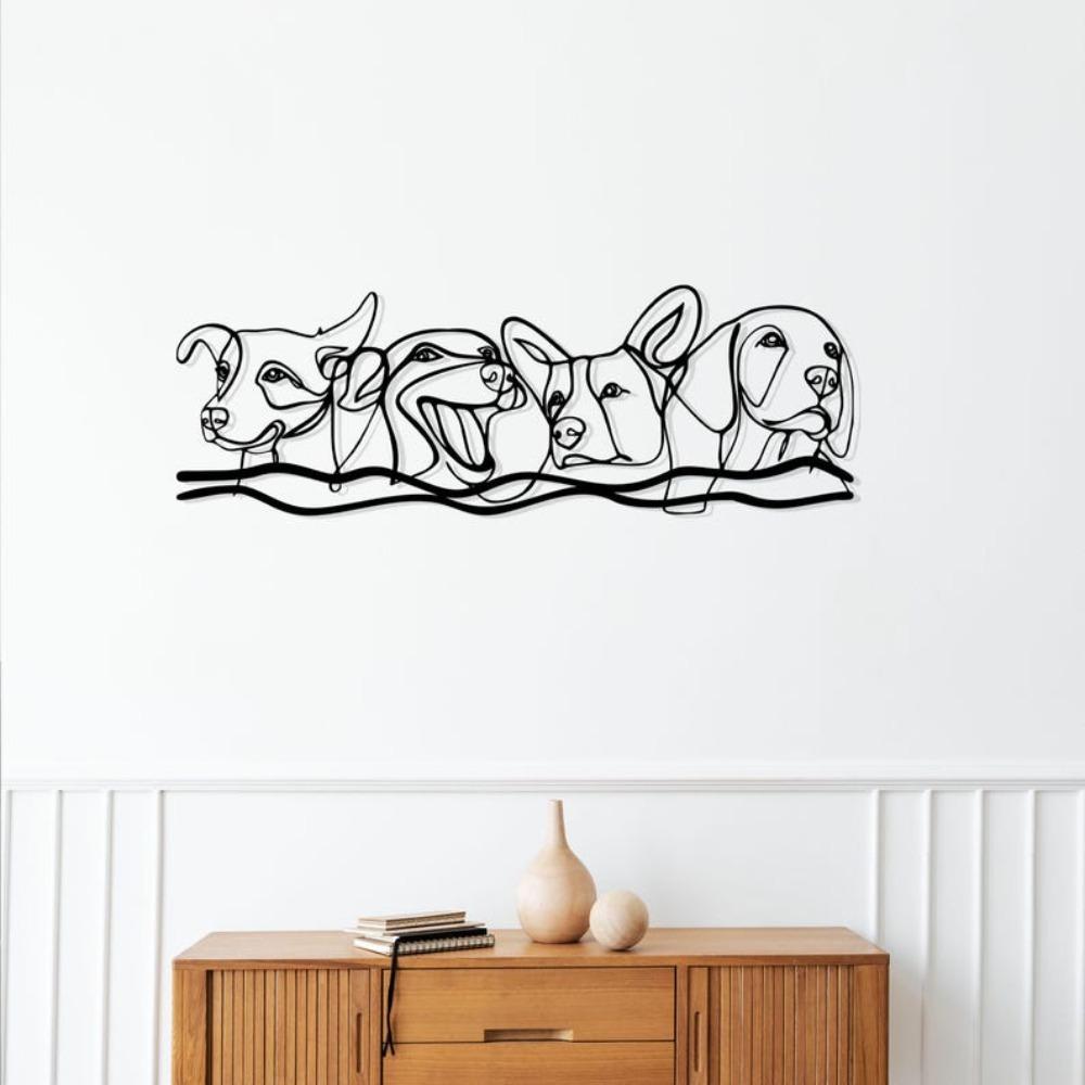 Minimalistische Metall-Hundekunst, Moderne Haustier-Wanddekoration, Geschenk für Hundeliebhaber