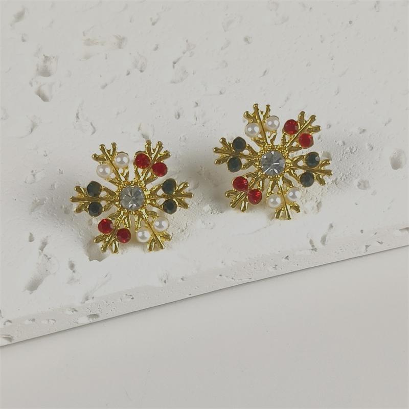 Winter Schneeflocken Ohrstecker für Damen Bunte Acrylkristalle Koreanische Mode Kleine Ohrringe Weihnachtsfeier Schmuck