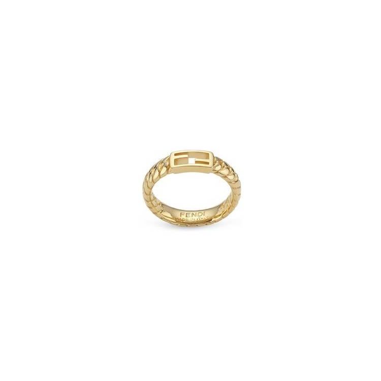 Fendi Logo Engraved Brass Ring Unisex rings Gold 8AG983B08 L
