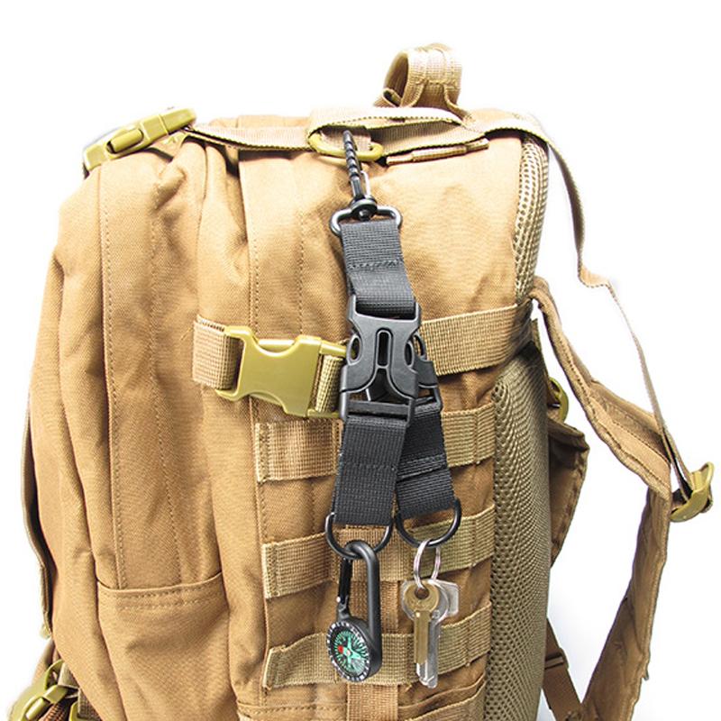 Tactical Nylon Webbing Backpack Hook Multifunctional Carabiner D-Shaped Keychain Double-split quick release hanging Buckle