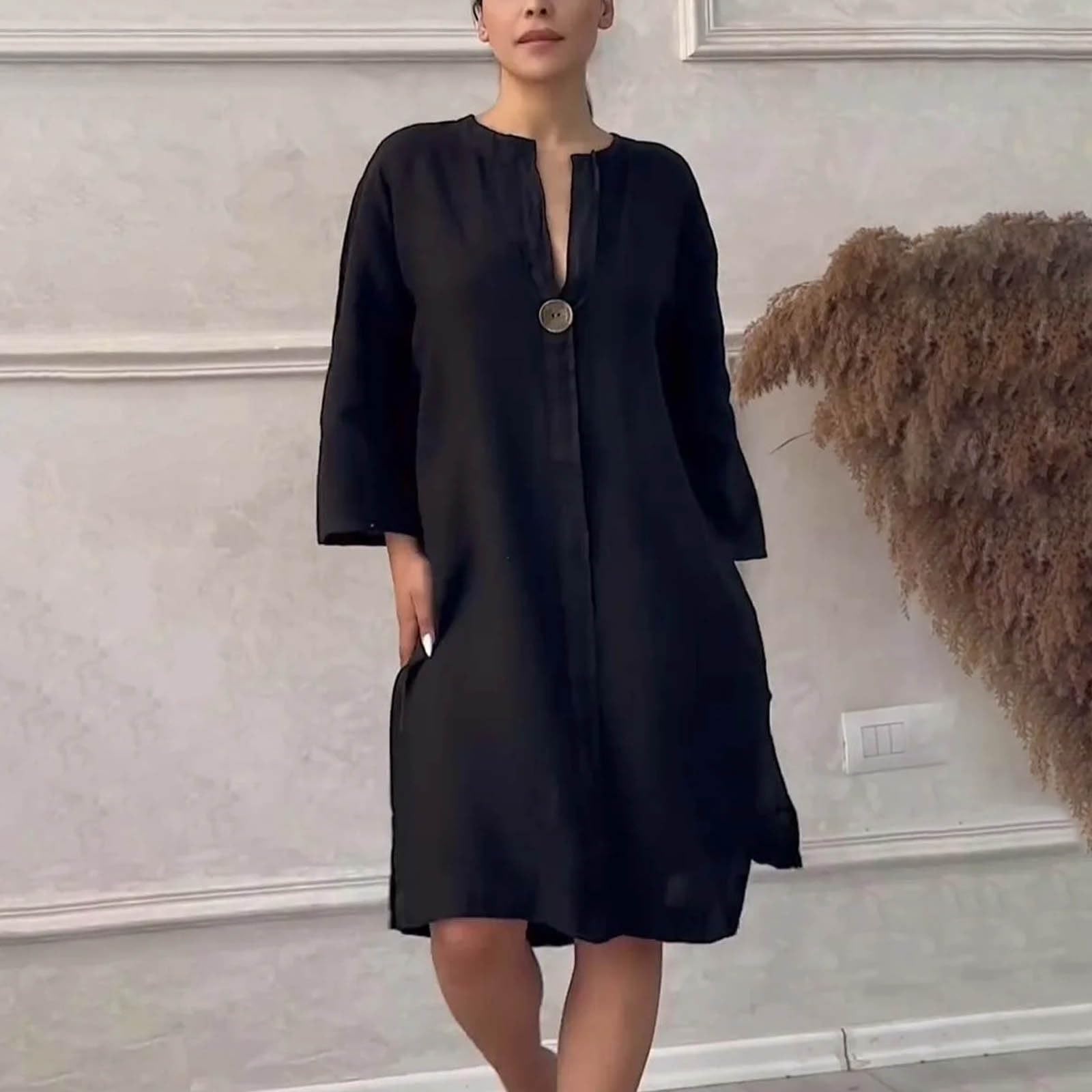 

Женское модное повседневное платье -колор XXL чёрный