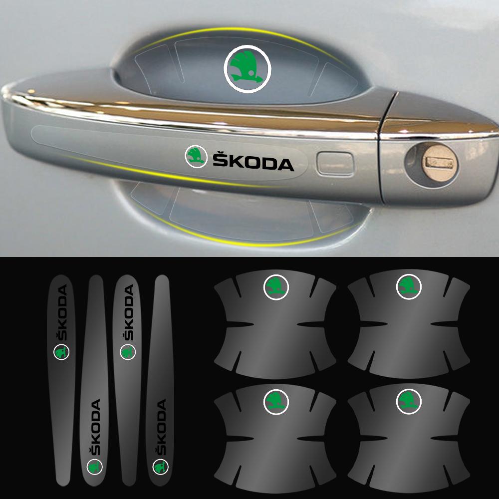Car Door Handle Scratches Protective Transparent Sticker For Skoda Kodiaq Fabia Kamiq Rapid Scala Kami Karoq Octavia 3 A5 A7 afx388