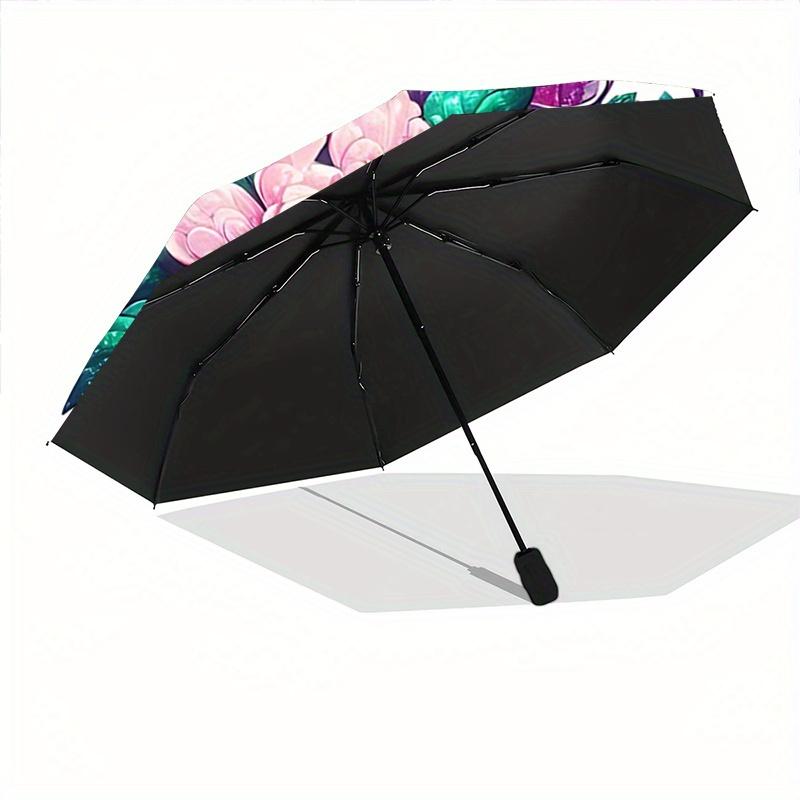 1pc Fantasy Dragon Floral Umbrella: Automatic Opening/Closing, Portable 3-Fold Design, 8-Bone Iron Frame, Outdoor, Perfect Festival Gift for Fans