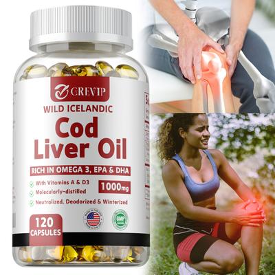 Wild Icelandic Cod Liver Oil Capsules, Rich In Omega Extract, 1000 Mg Per Serving, Support Heart, Joint, and Brain Health.