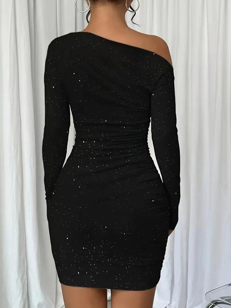 2025 Autumn Women's Sexy Sequined Off-the-Shoulder Party Dress