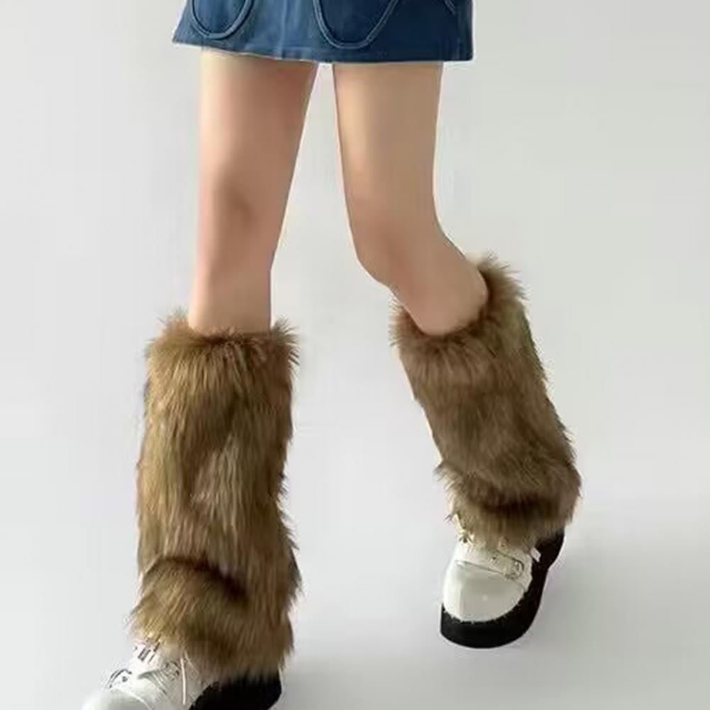 Faux Fur Foot Warmers Kawaii Girls Socks Fashion Plush Legging Sexy Women's Pile Up Socks Snow Boots Covers Thickened Leg Warmer