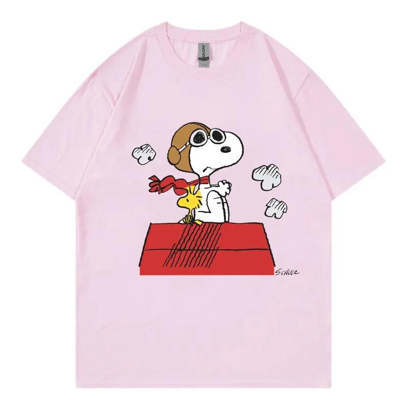 

Snoopy Black Women T-shirt Summer Fashion 2025 New Short Sleeve 100% Cotton Men Tee Shirt Tops Cartoon Anime Couple Clothing XXXL червоний