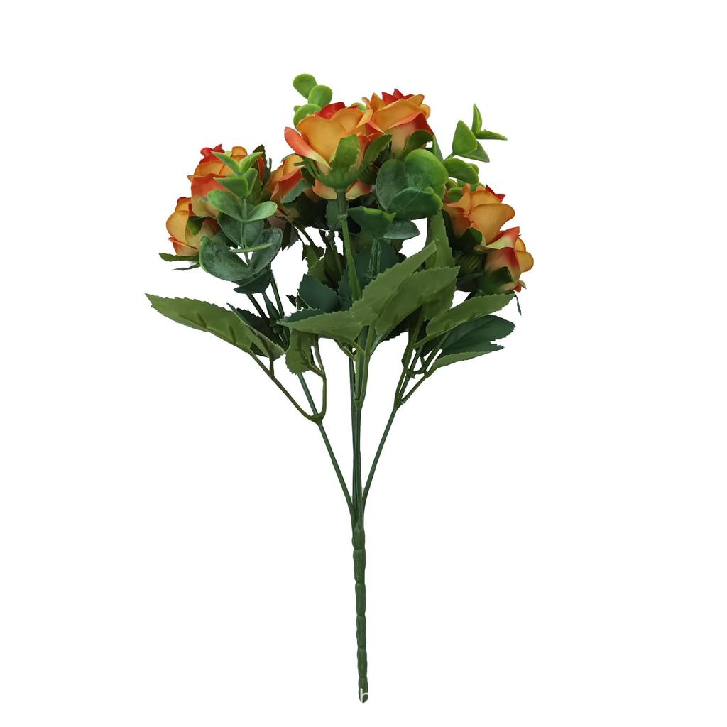 Künstlicher 5-Zweig-Rosen-Eukalyptus-Strauß für Heimdekoration und Foto-Requisiten