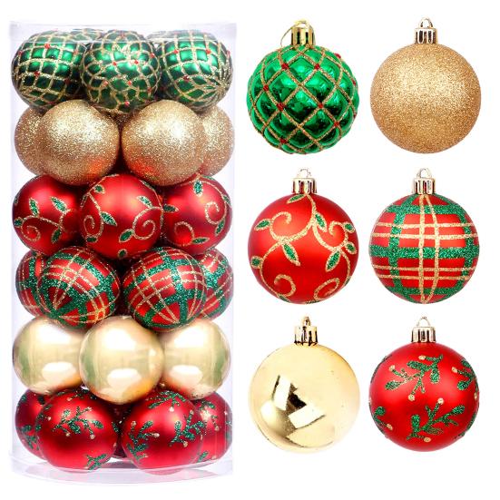 Pcs Christmas Balls Ornaments 2.4 Inch Small Shatterproof Plastic Balls