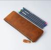 2026 Crazy Horse Leather Retro Zipper Pencil Case Creative Portable Simple Fishing Tail Hand Grab Pencil Case Pencil Case