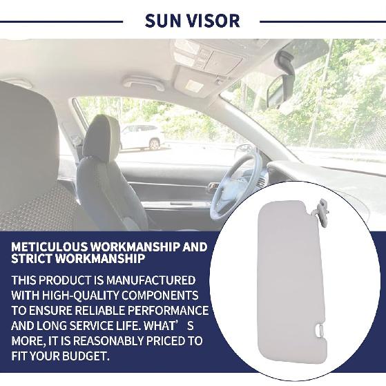 Driver Side Sun Visor Fit For Hyundai Accent 1E 2011 2012 2013 2014 2015 Replace 85210-1R000 Front Left | Sun Protection Shade | Gray