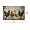 Vintage Chicken Metal Wall Art Sign – Rustic Iron Decor with Colorful Chickens & Floral Design, 30.48x20.32 Cm, Indoor/Outdoor U