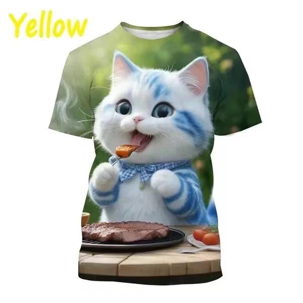 

Новая футболка с 3D принтом кота, футболка с милым животным, домашним животным, кошкой, детская футболка с рисунком для мужчин и женщин, модные повседневные топы с круглым вырезом и короткими рукавами 100