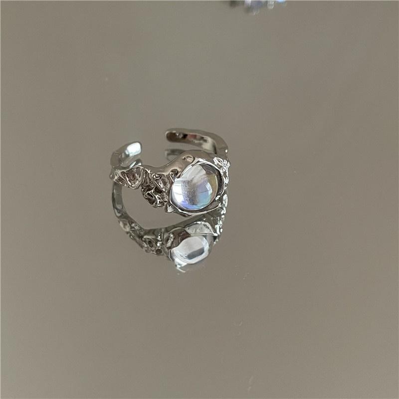 Crystal Opal Irregular Ring for Women Zircon Star Open Rings Vintage Geometric Trendy Ring Jewelry