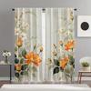 2PCS Digital Printed Curtains, Orange White Flowers Bright Citrus Floral, Window Drapes for Living Room Bedroom Home Decoration