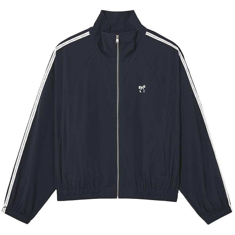 Hotwind Women s Spliced Stand Collar Bowknot Sport Jacket S